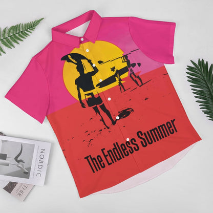 Men's The Endless Summer Print Casual Short Sleeve Shirt 2306102515