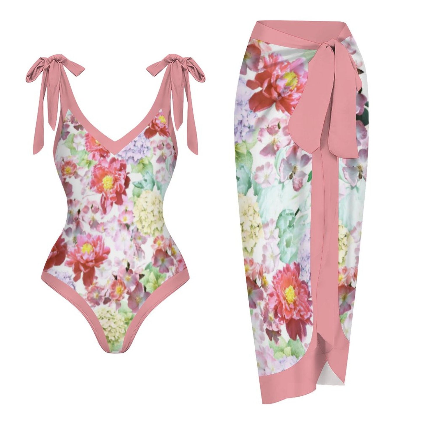 Casual Printed One-Piece Swimsuit And Cover Up 2305102665