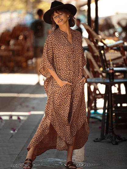 Animal Printed Loose Pocket Beach Cover-Up