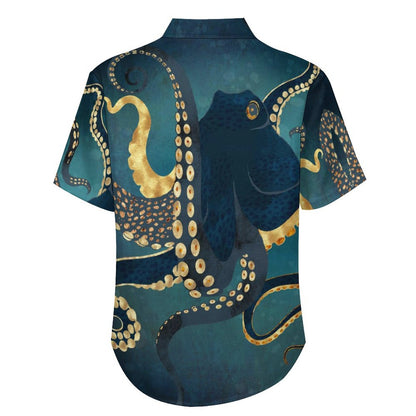 Men's Octopus Painted Print Vacation Hawaiian Shirt 2305106278