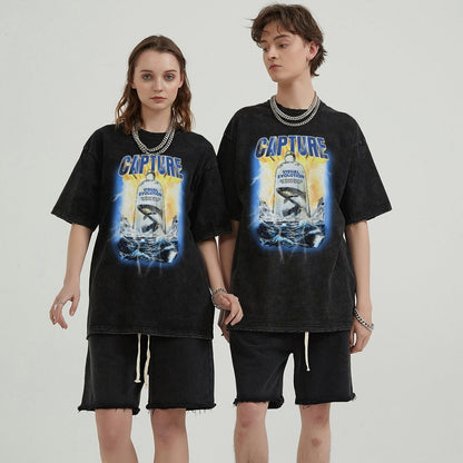 Unisex Vintage Solid Wash T-Shirts 2305102632