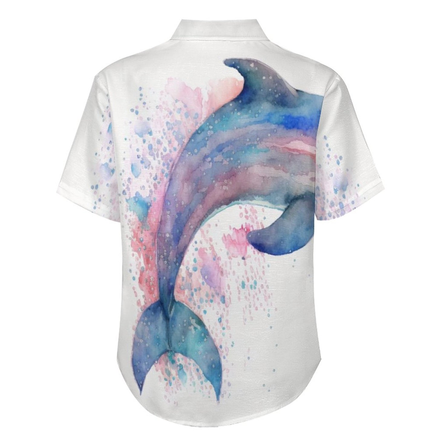 Men's Watercolor Dolphin Print Vacation Hawaiian Shirt