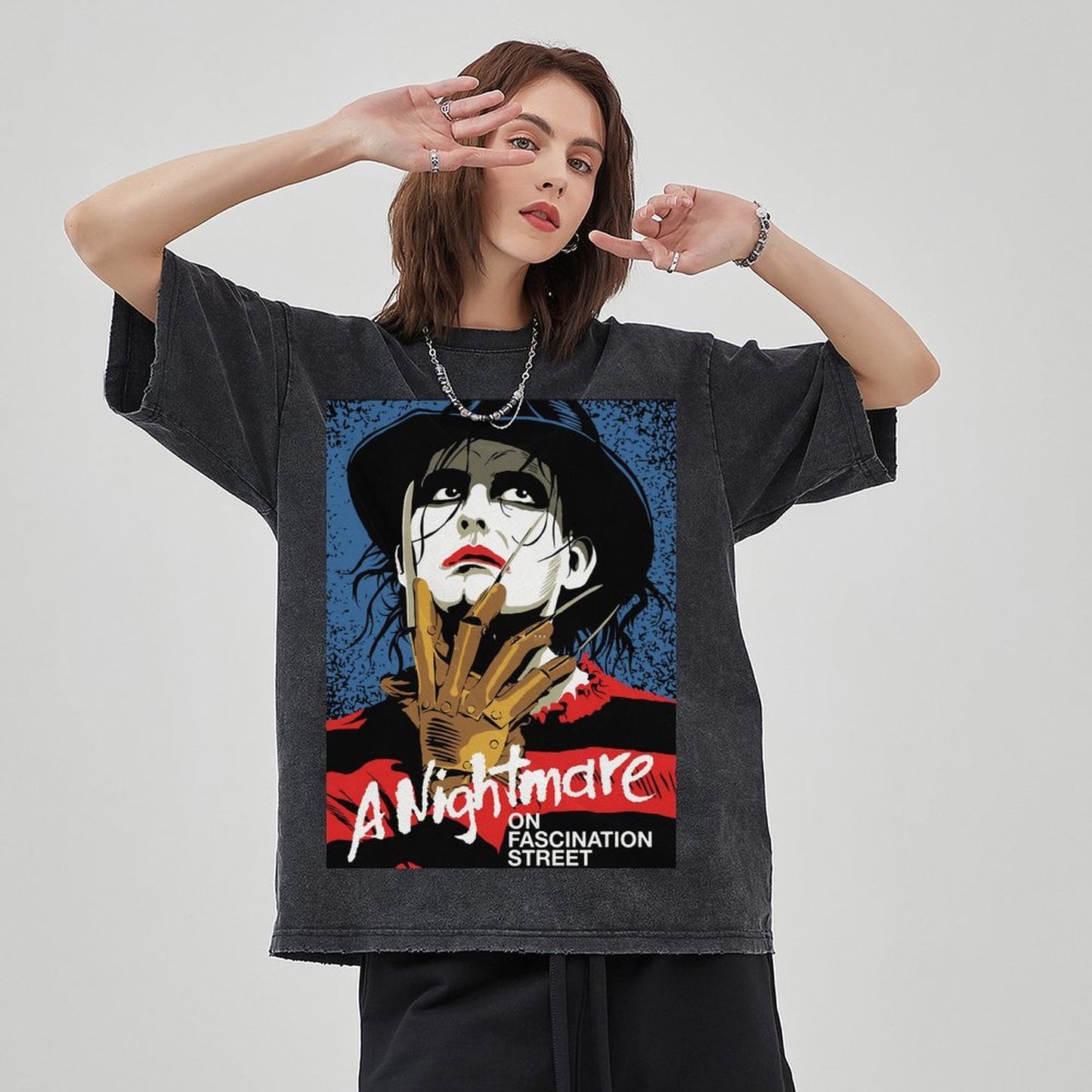 Unisex Vintage Solid Wash Denim T-Shirts
