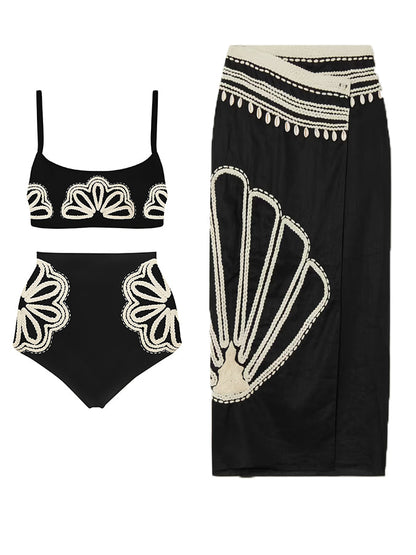 White Simple Print Fashion Bikini Swimsuit