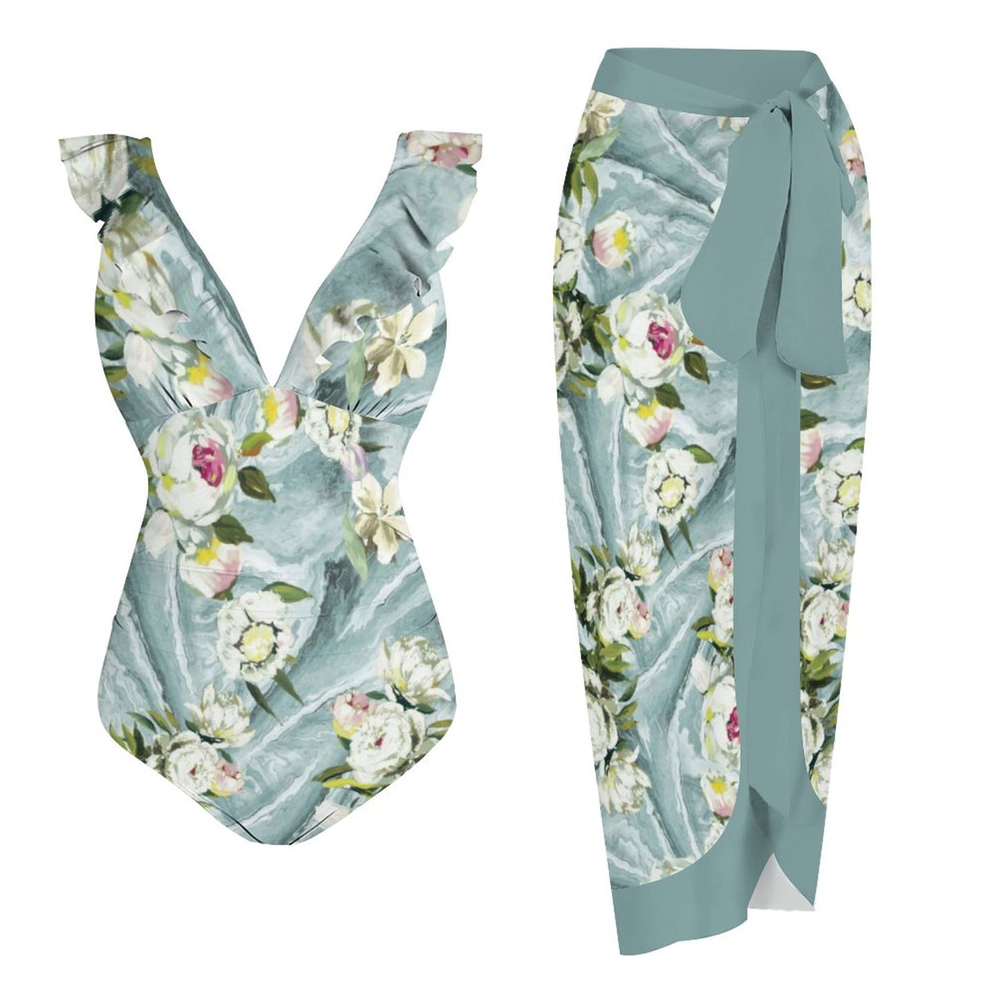 Casual Printed One Piece Swimsuit And Cover Up 2306101712