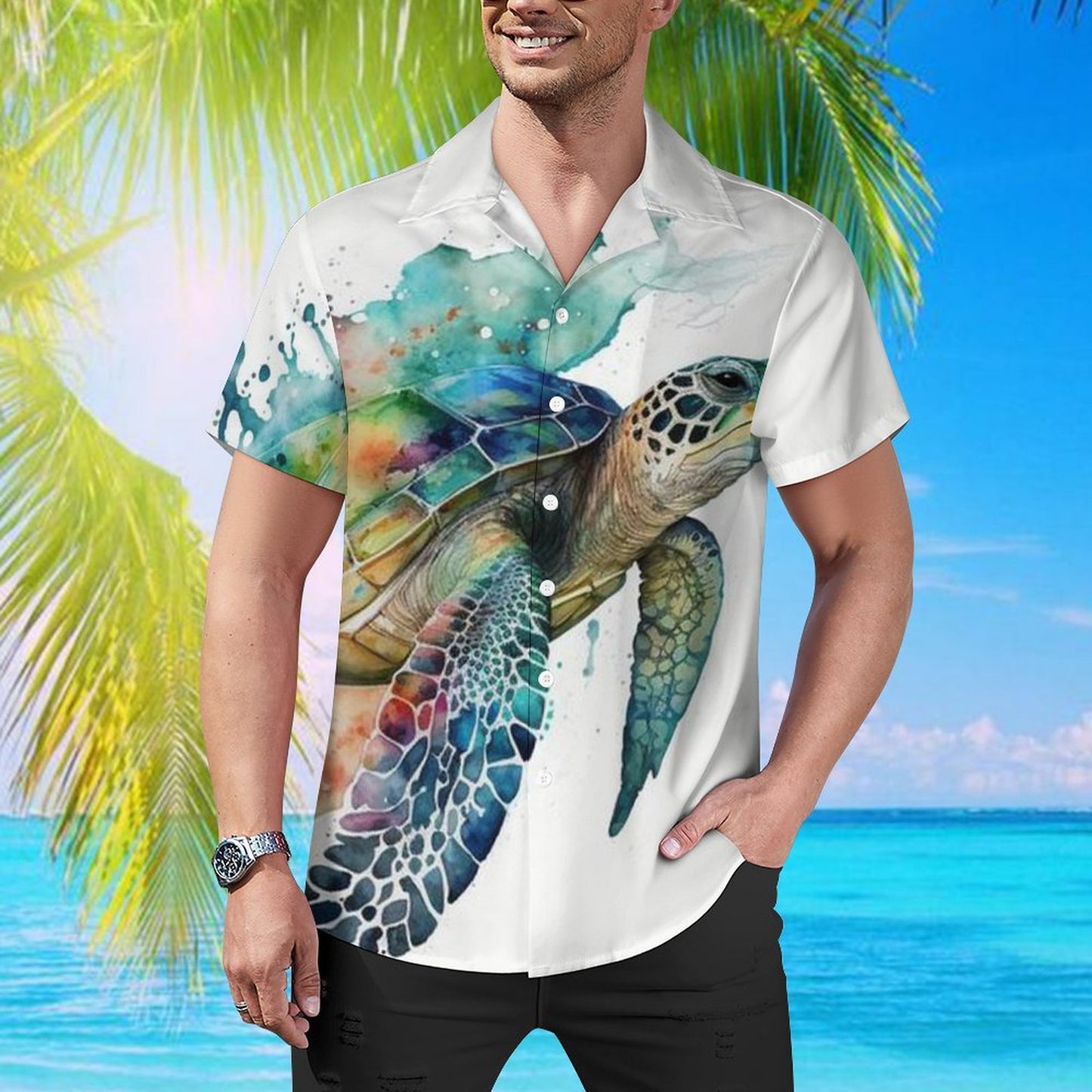 Men's Hawaiian Casual Short Sleeve Shirt 2305101809