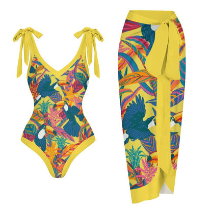 Casual Printed One Piece Swimsuit And Cover Up 2306101889