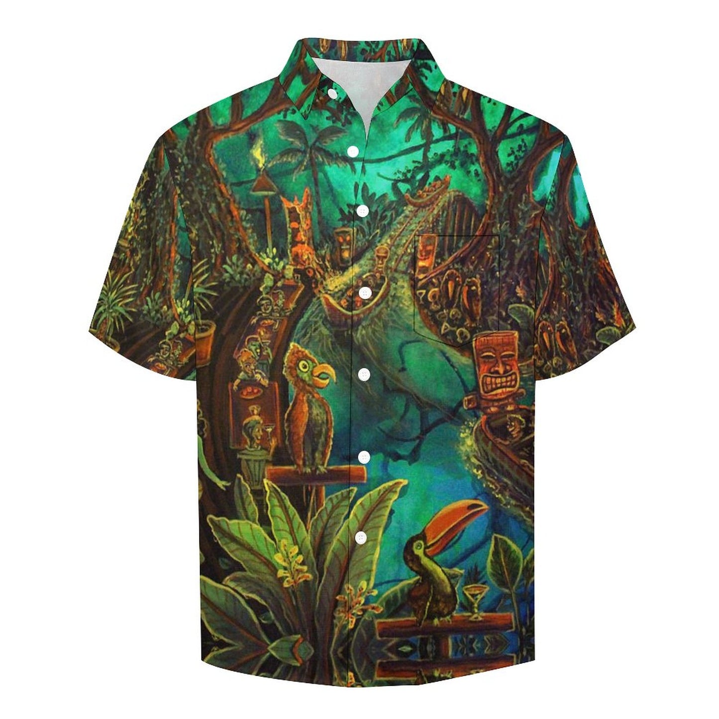 Tiki Chest Pocket Short Sleeve Hawaiian Shirt 2306100693