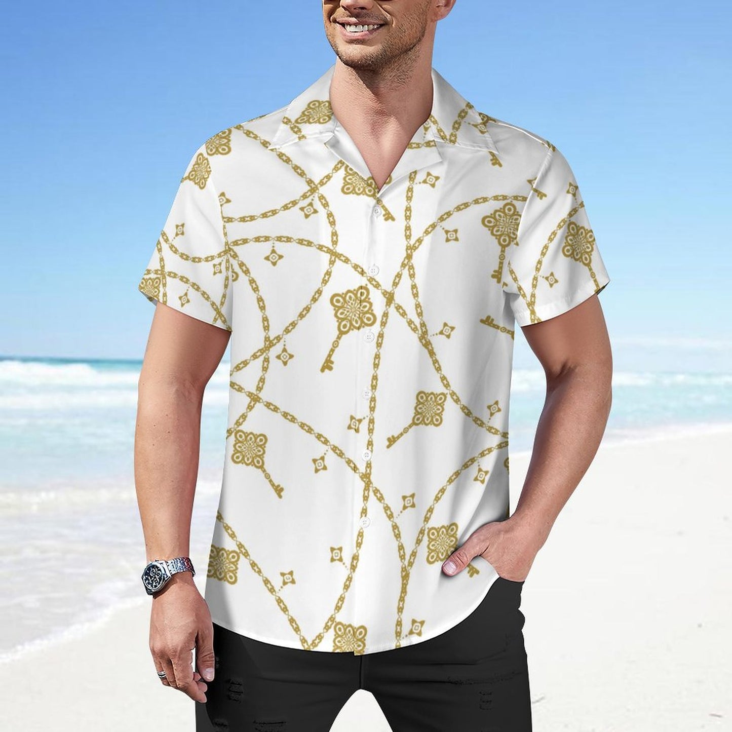 Men Hawaiian Casual Short Sleeve Shirt 2306100098