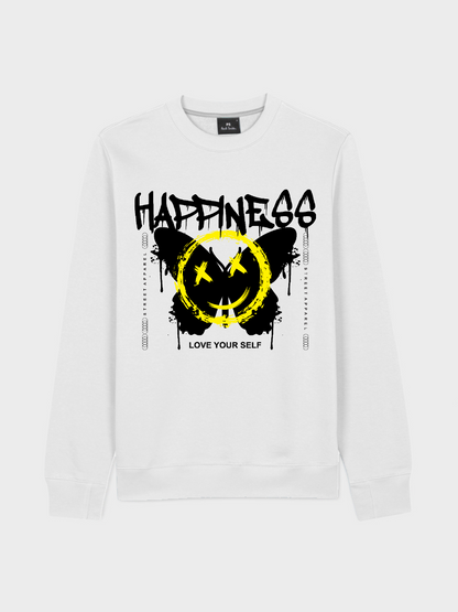 Men's Happiness Round Neck Casual Printed Long Sleeve Sweatshirt