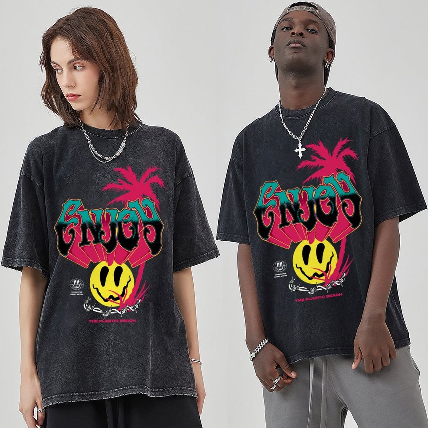 Unisex Vintage Solid Wash T-Shirts 2305101929