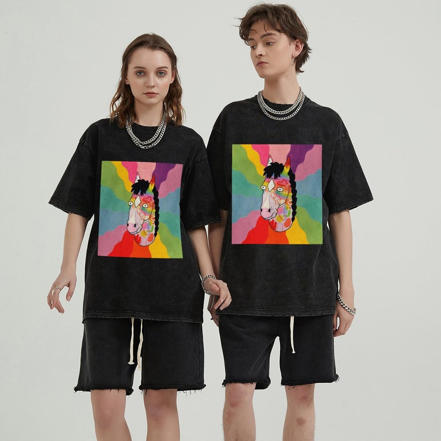 Unisex Vintage Solid Wash T-Shirts 2305103537