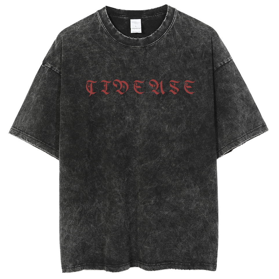 Mens Cotton Wash Solid T-Shirts Oversized Unisex Short Sleeve Streetwear Rap Hip Hop Basic Tee Tops