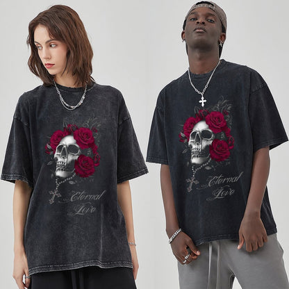 Unisex Vintage Solid Wash T-Shirts 2305104071