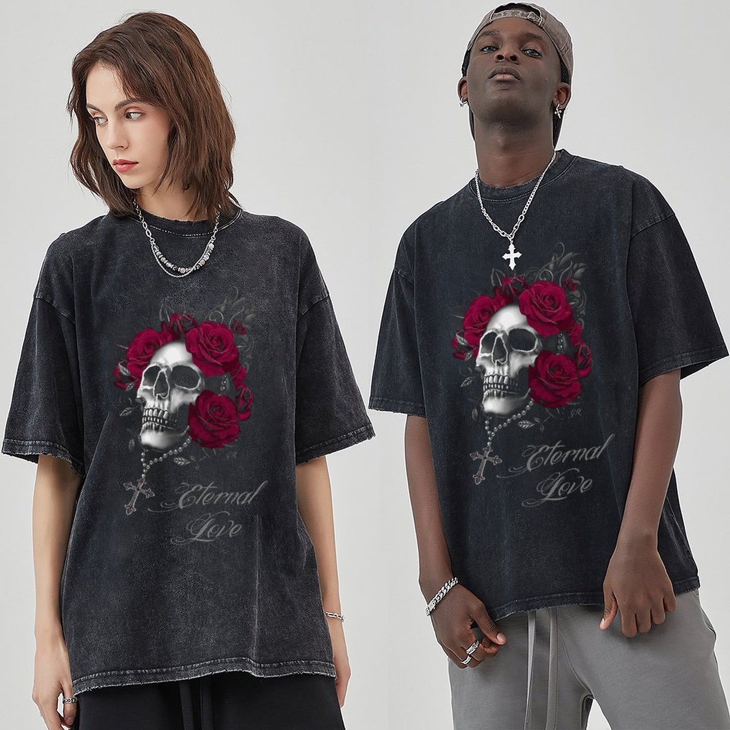 Unisex Vintage Solid Wash T-Shirts 2305104071