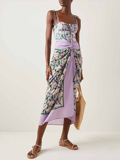 Fashion Floral One Piece Swimsuit and Cover Up