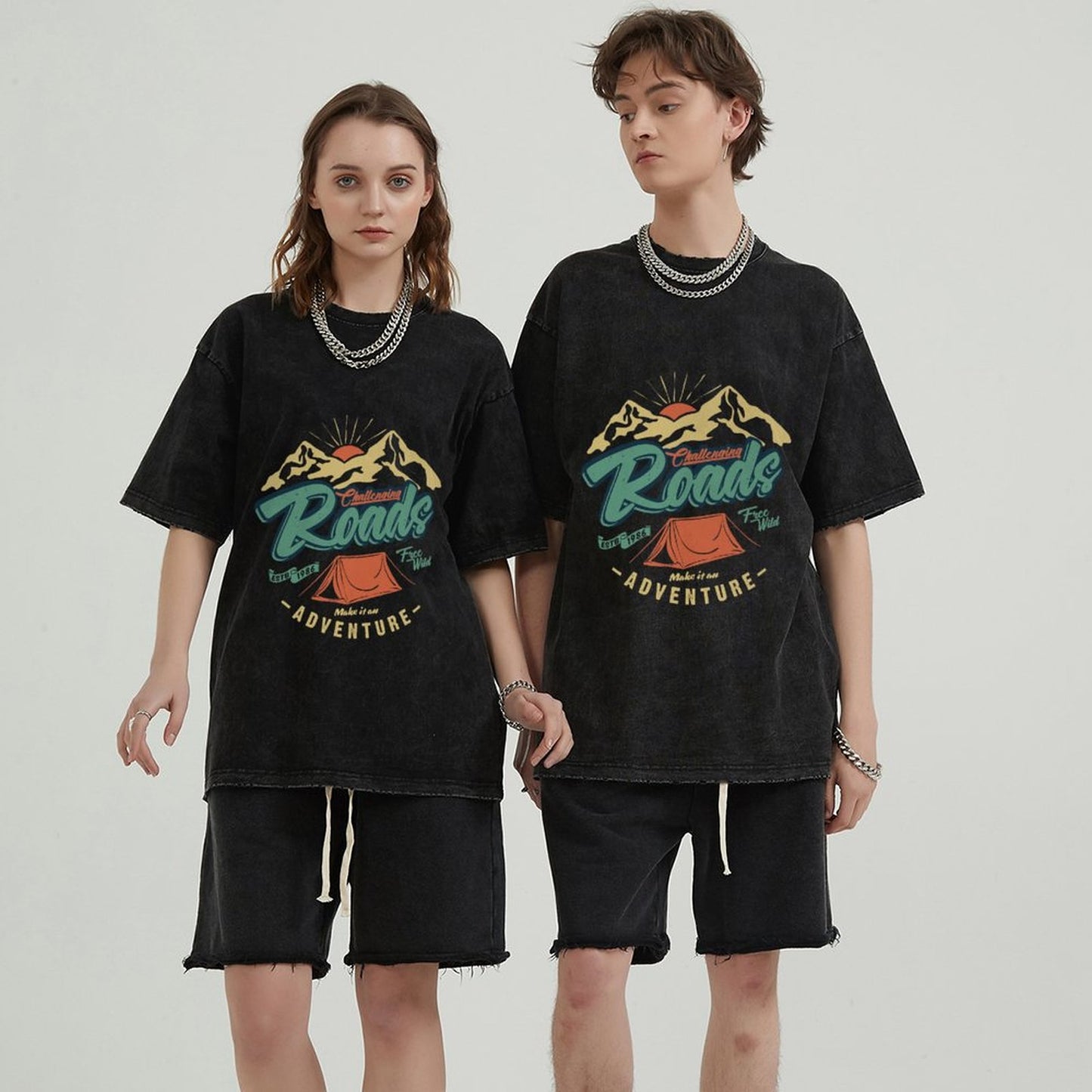 Unisex Vintage Solid Wash T-Shirts 2305102646