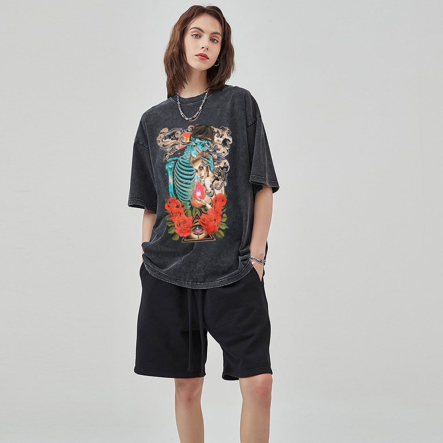 Unisex Vintage Solid Wash T-Shirts 2305104075