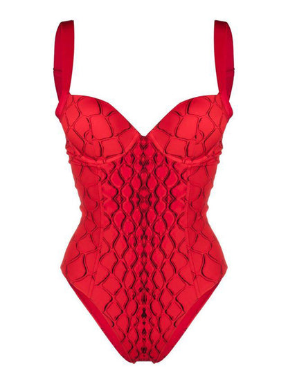 Textured Printed One Piece Swimsuits and Cover Up