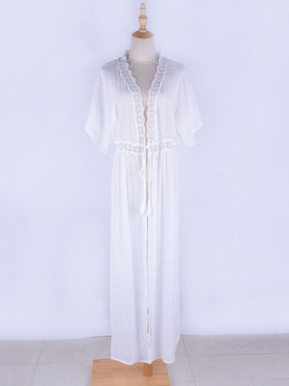 Lacy Split-Joint Half Sleeve Beach Tunicshang Cover-Ups