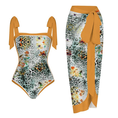 Fashion Printed One Piece Swimsuit And Cover Up 2305104444