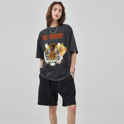 Mens Cotton Wash Solid T-Shirts Oversized Unisex Short Sleeve Streetwear Rap Hip Hop Basic Tee Tops 2305101620