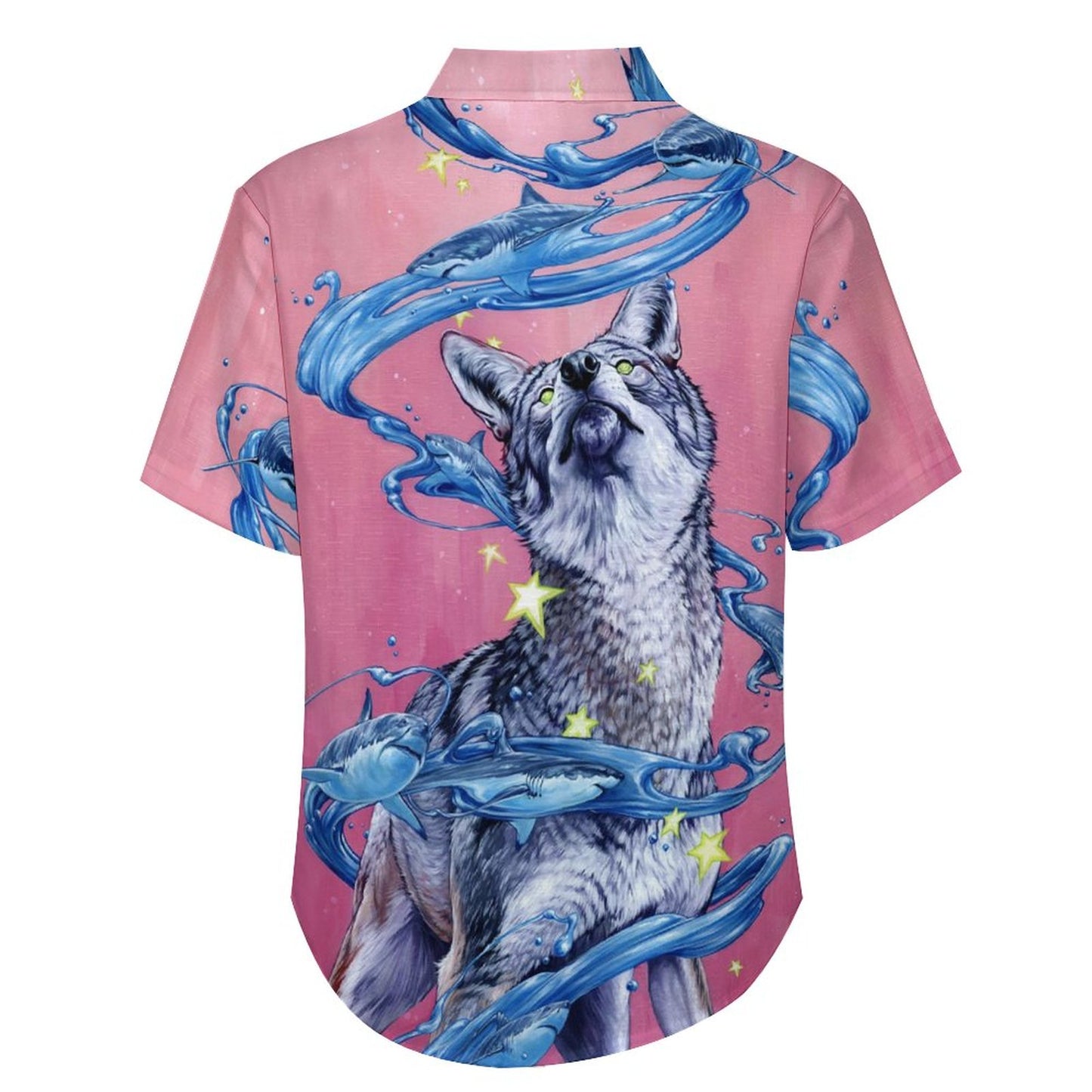 Men's Wolf Painted Art Print Vacation Hawaiian Shirt 2305106281