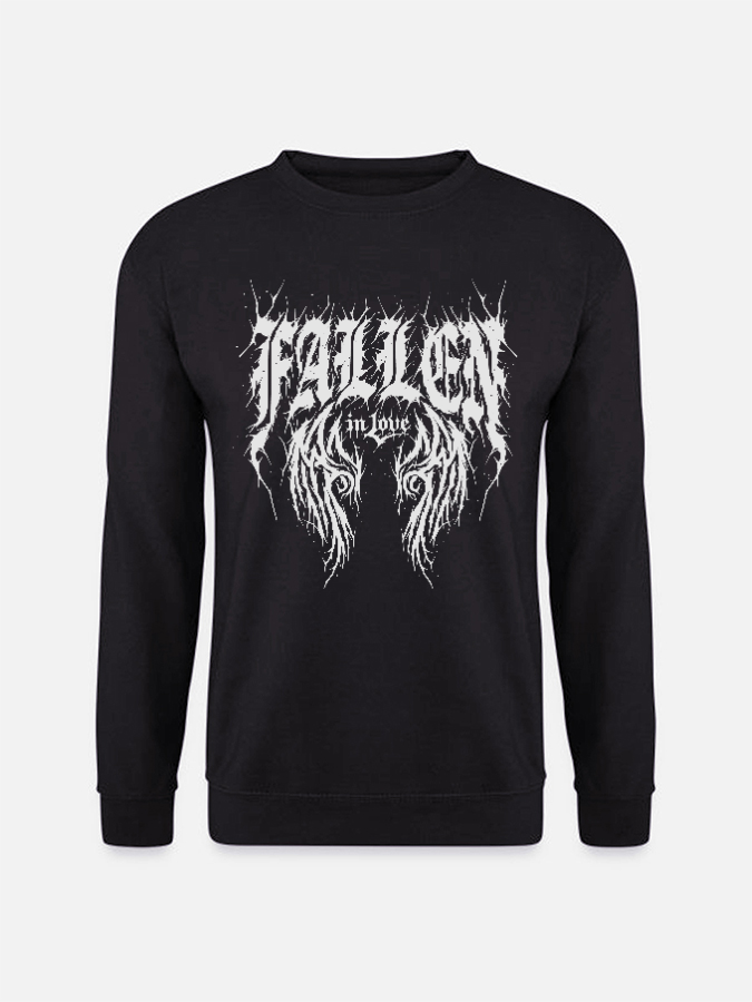 Unisex Round Neck Casual Fallen In Love Printed Long Sleeve Sweatshirt