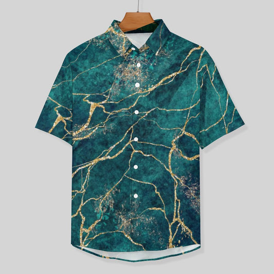 Men's Texture Print Vacation Hawaiian Shirt 2306104055
