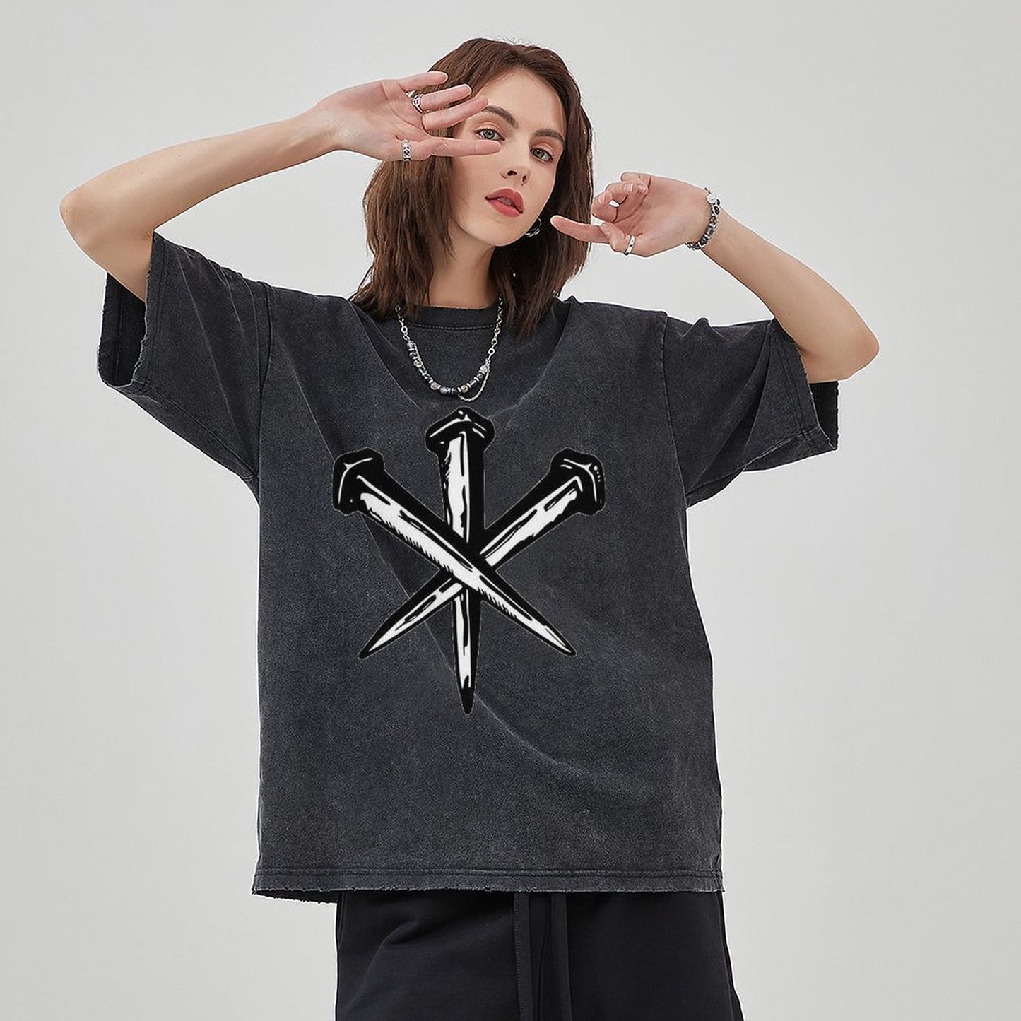 Unisex Vintage Solid Wash T-Shirts 2305103950