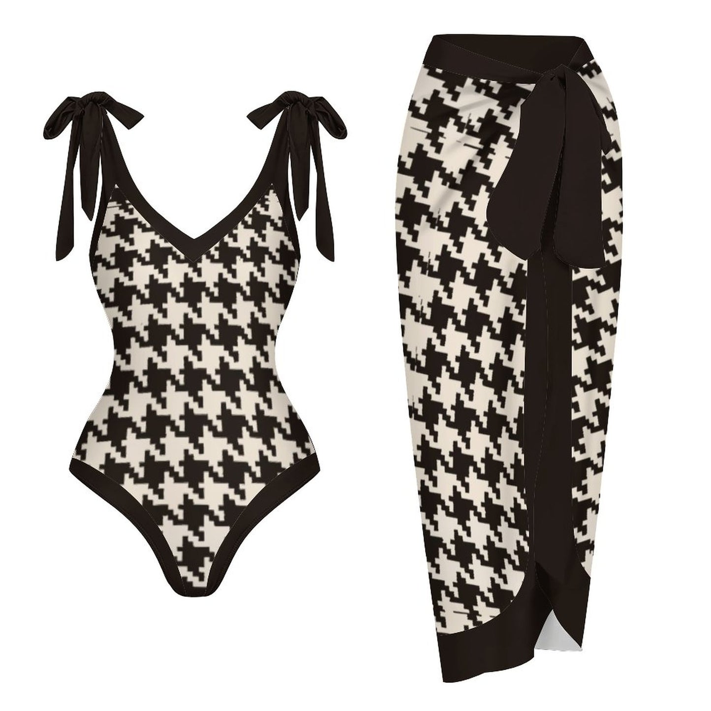 Casual Printed One-Piece Swimsuit And Cover Up 2305102483