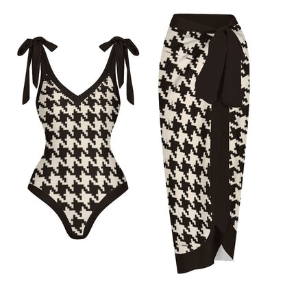 Casual Printed One-Piece Swimsuit And Cover Up 2305102483