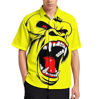 Men's Hawaiian Gorilla Print Casual Short Sleeve Shirt 2306102681