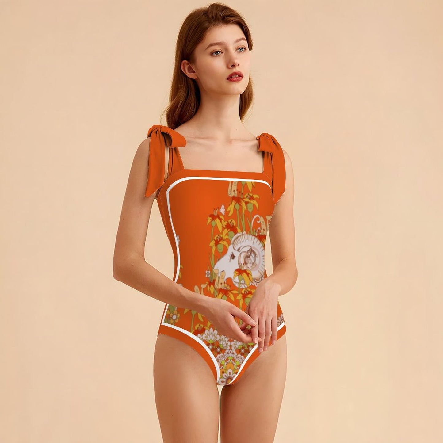 Fashion Printed One Piece Swimsuit And Cover Up 2305105587