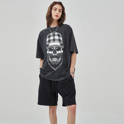 Mens Cotton Wash Solid T-Shirts Oversized Unisex Short Sleeve Streetwear Rap Hip Hop Basic Tee Tops 2305101593