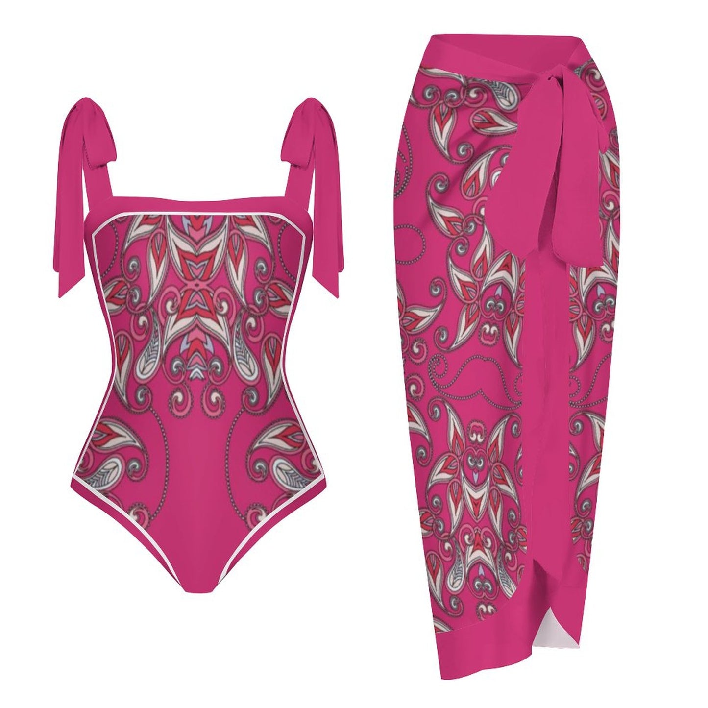 Fashion Printed One Piece Swimsuit And Cover Up 2305104420