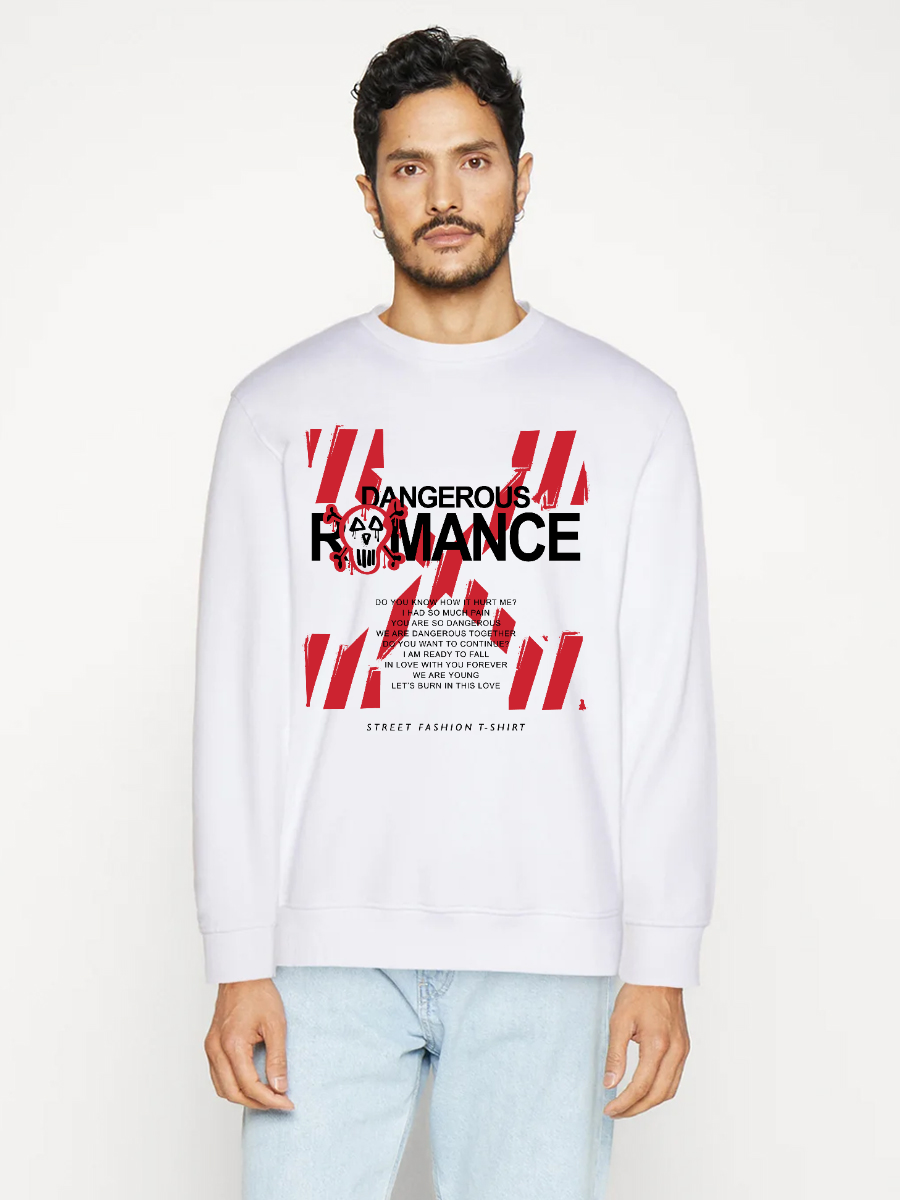 Men's Letter Round Neck Casual Printed Long Sleeve Sweatshirt