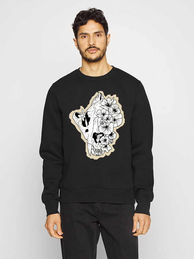 Unisex Round Neck Casual Printed Long Sleeve Sweatshirt