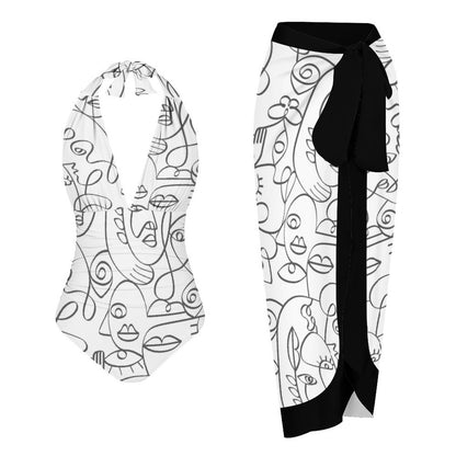 Casual Printed One Piece Swimsuit And Cover Up 2306101709