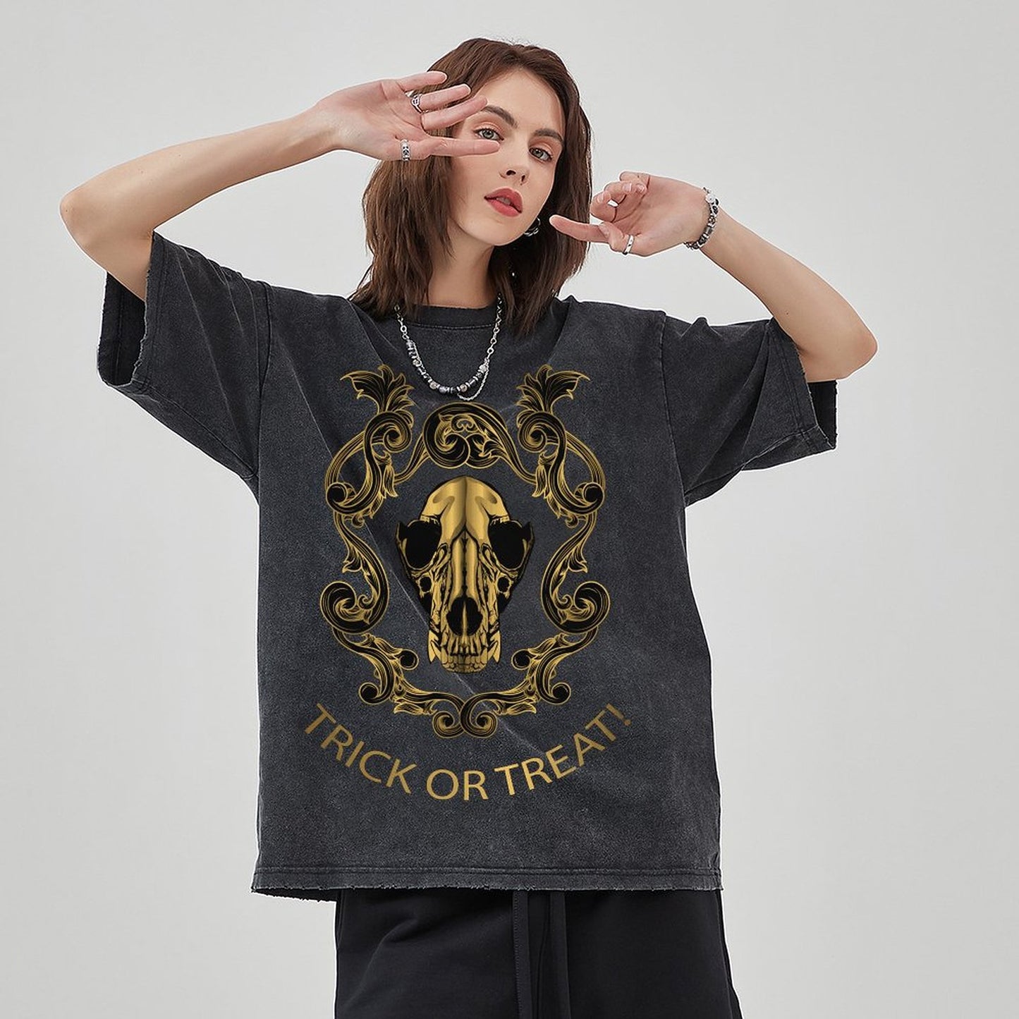 Unisex Vintage Solid Wash T-Shirts 2305101599