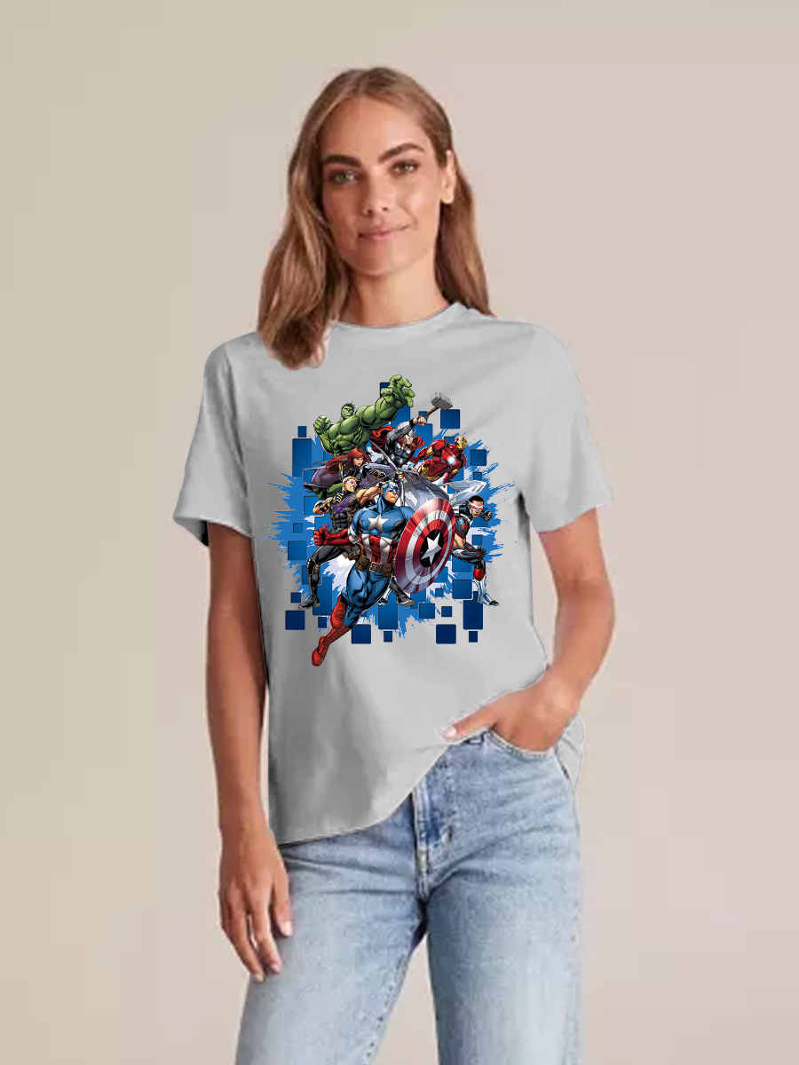 Women's Casual The Avengers Printed Round Neck Short Sleeve T-Shirt