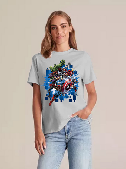 Women's Casual The Avengers Printed Round Neck Short Sleeve T-Shirt