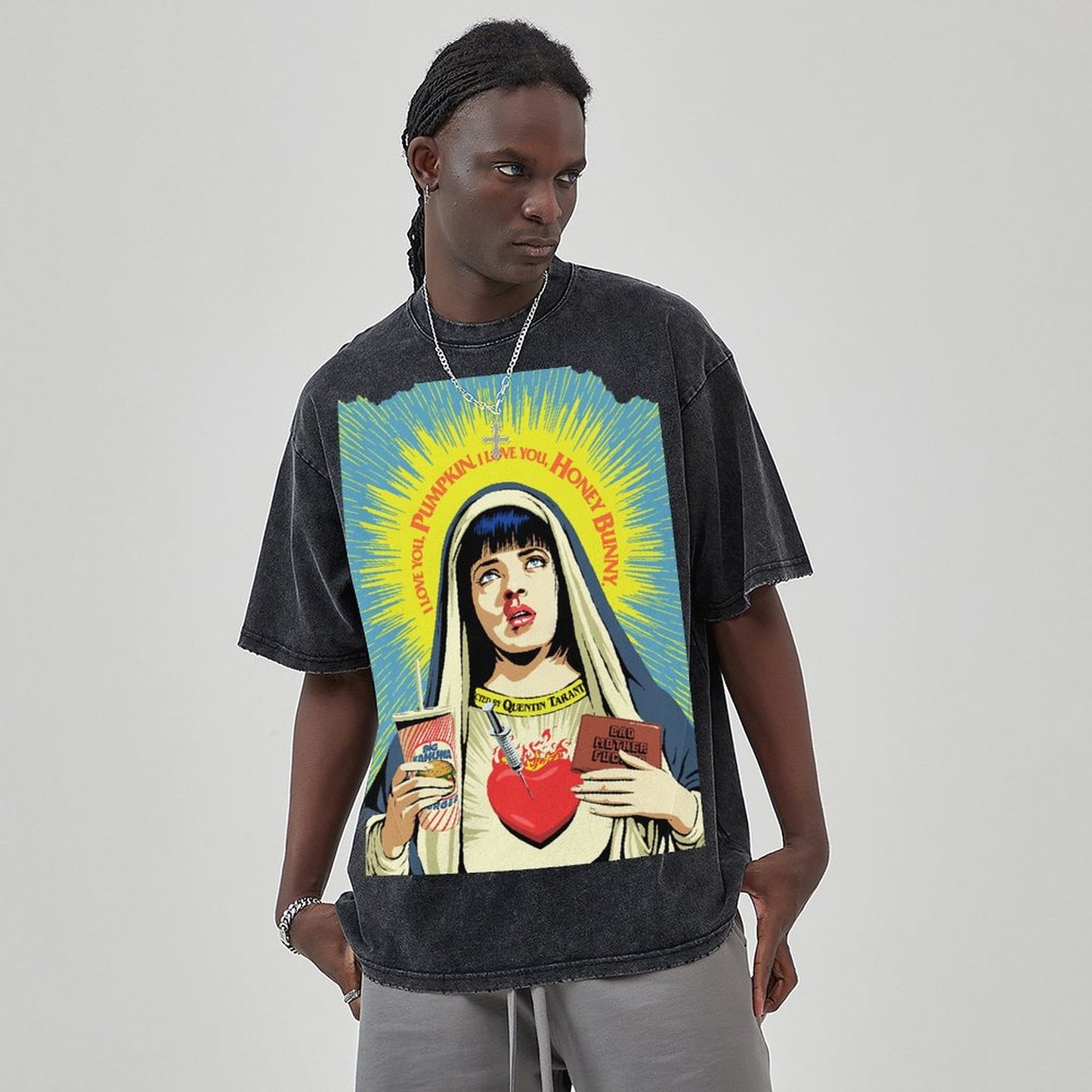Unisex Vintage Solid Wash Denim T-Shirts