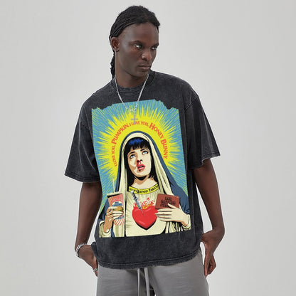 Unisex Vintage Solid Wash Denim T-Shirts