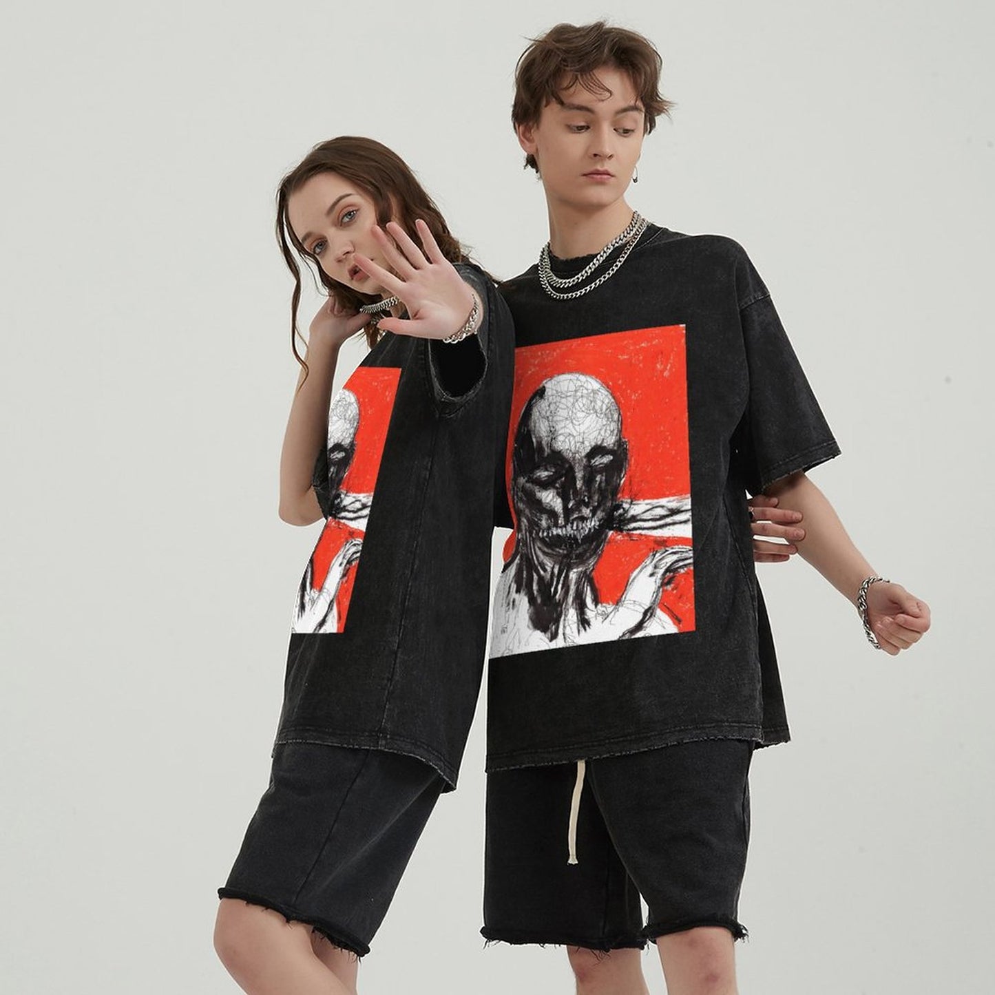 Unisex Vintage Solid Wash T-Shirts 2305104089