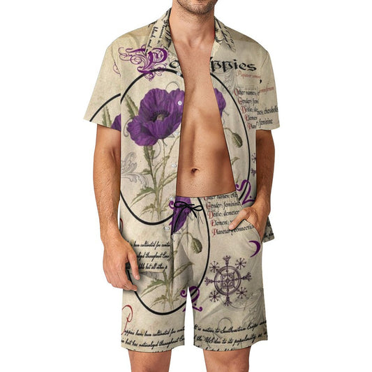 Men's Hawaiian Print Beach Two-Piece Suit 2305102349