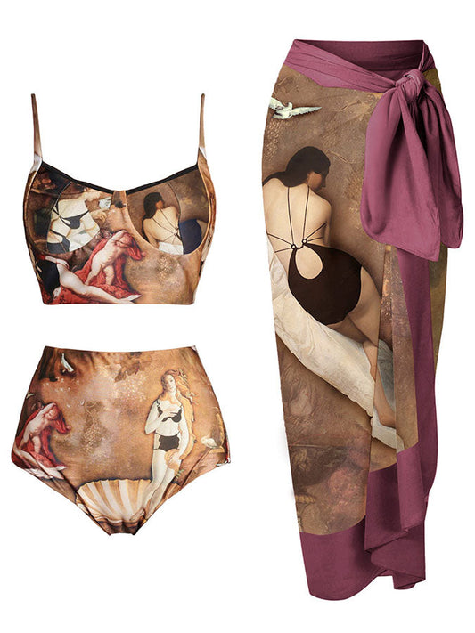 Vintage Print Bikini and Cover Up