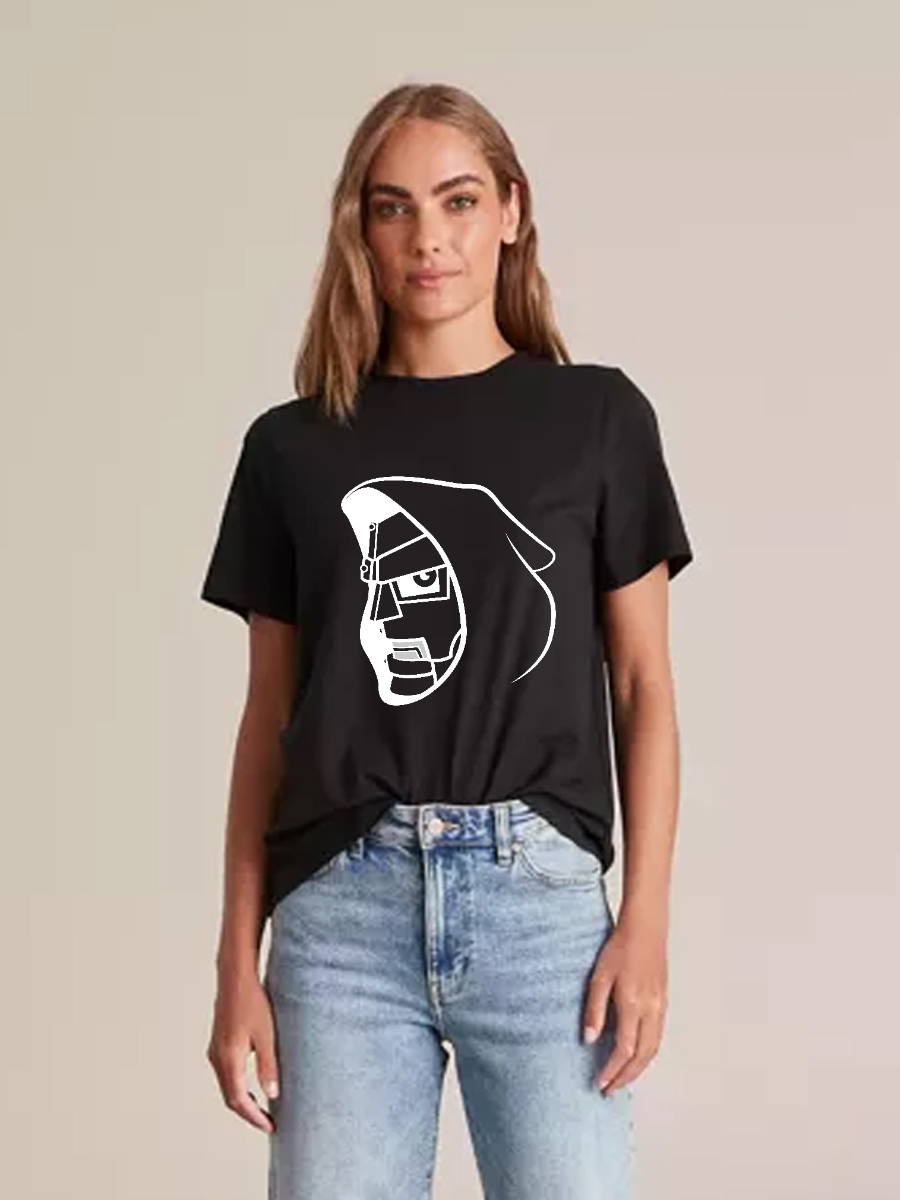 Women's Casual Doom Marvel Comics Printed Round Neck Short Sleeve T-Shirt