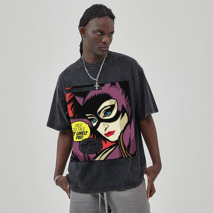 Unisex Vintage Solid Wash Denim T-Shirts