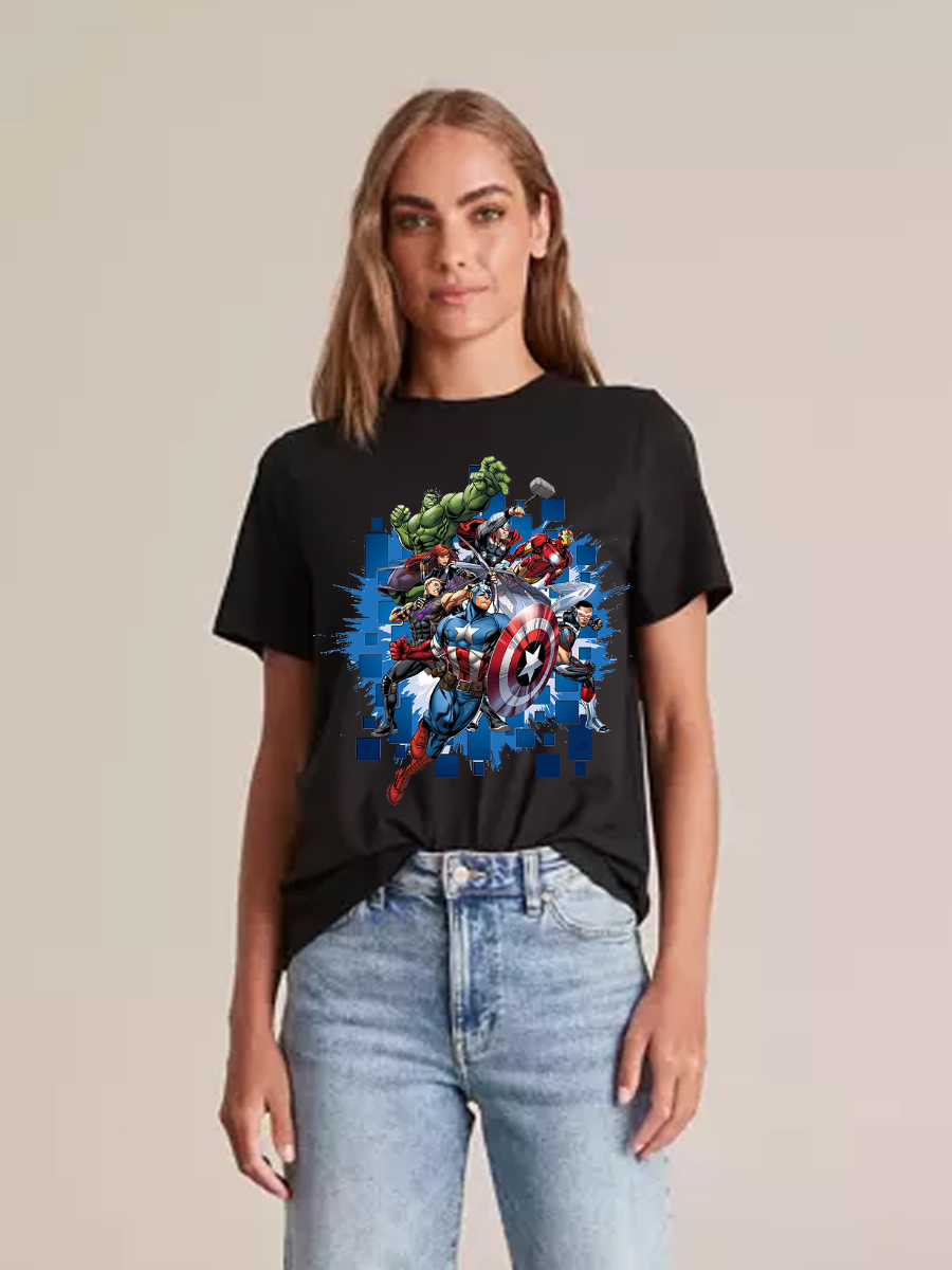 Women's Casual The Avengers Printed Round Neck Short Sleeve T-Shirt